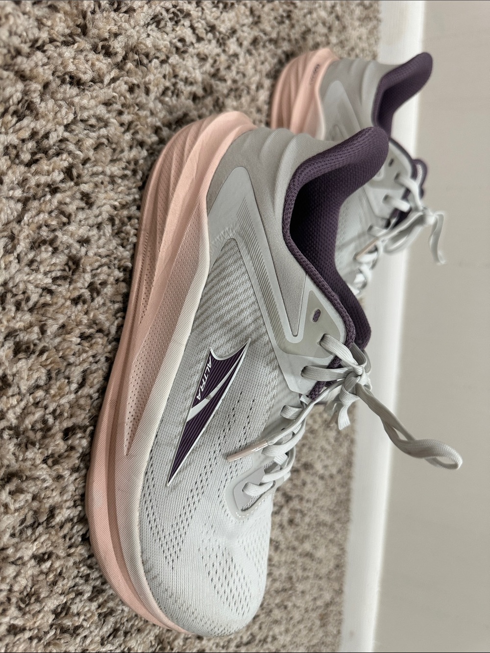 Altra Women's White Running Shoes with Purple Accents - Picture 4 of 6